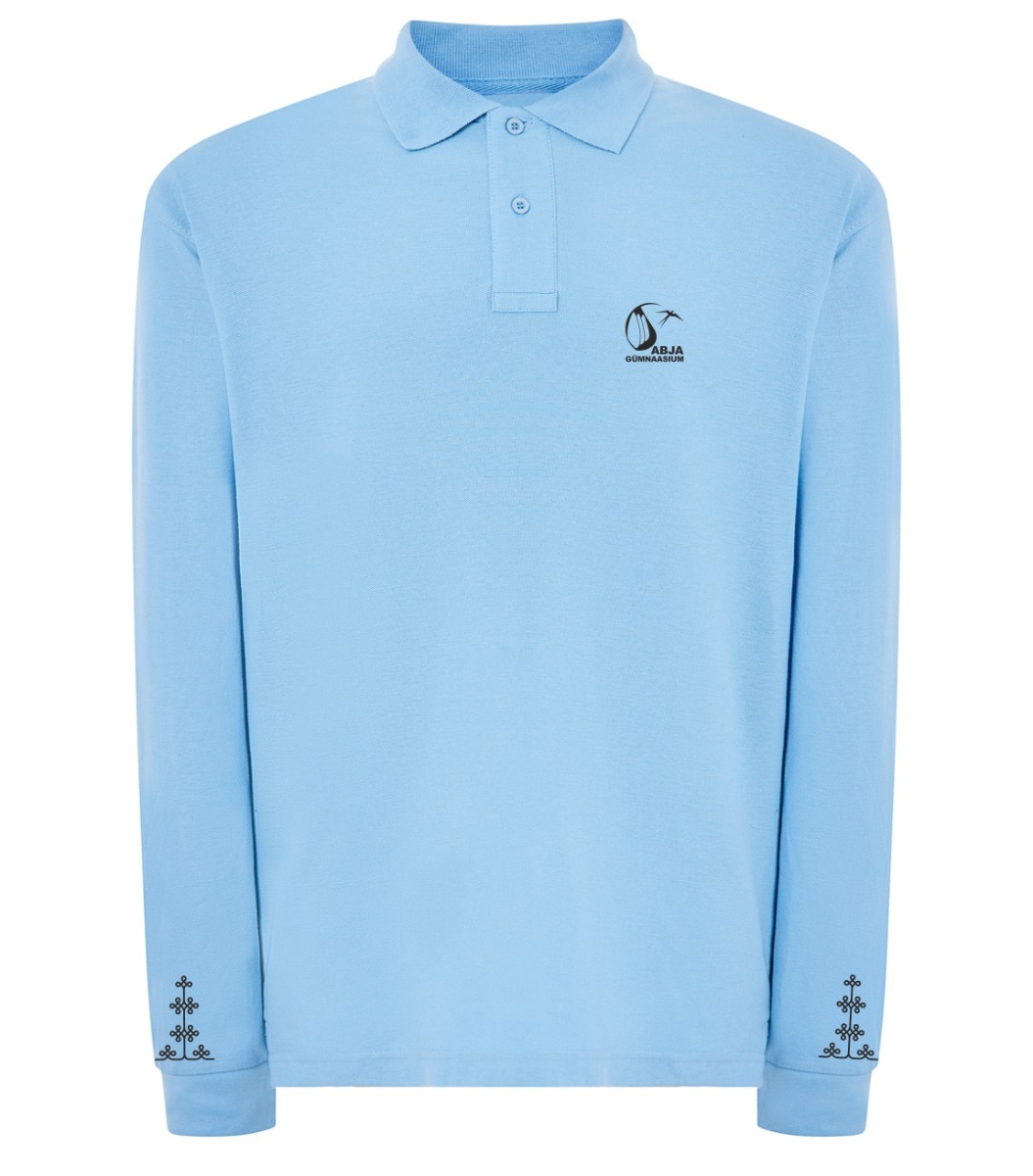 Meeste pikkade varrukatega polosärk, linaõie sinine